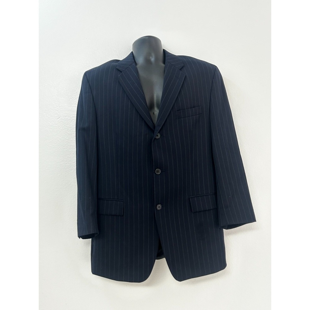 DKNY Mens Pinstripe Wool‎ Blazer 42R Bloomingdales Canada Made Suit Jacket